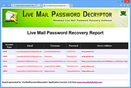 Export Outlook passwords to HTML