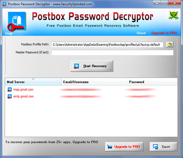 Postbox Password Decryptor