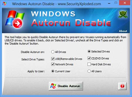 WindowsAutorunDisable Screenshot